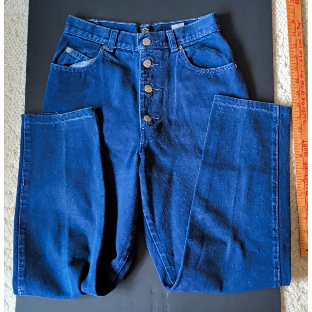 Sasson Vtg Women's Dark Wash Blue Jean Button Fly Straight Leg High Rise Sz 9/10